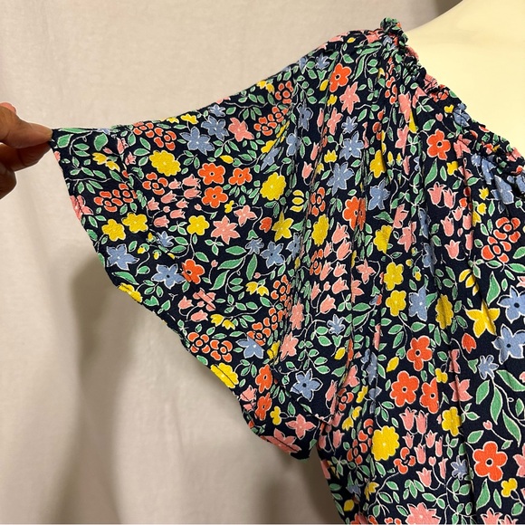 Talbots Midi Dress Flutter Sleeve Floral Coastal Cottage V Neck Tie Size 12 - Picture 10 of 16